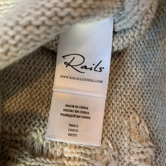Rails Perci Palm Tree Cotton Cashmere Crewneck Sweater | Gray White | Small - Picture 10 of 11